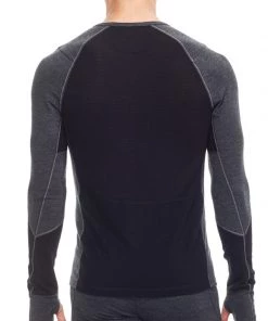Icebreaker Mens Merino BodyfitZONE Long Sleeve Shirt Jet Heather/Black 2XL -Cheap Icebreaker Shop 103852001 3