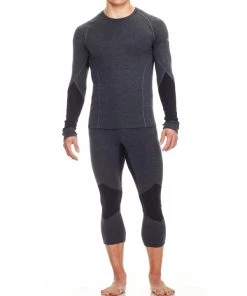 Icebreaker Mens Merino BodyfitZONE Long Sleeve Shirt Jet Heather/Black 2XL -Cheap Icebreaker Shop 103852001 4