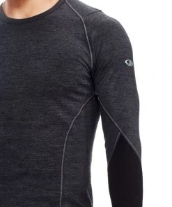 Icebreaker Mens Merino BodyfitZONE Long Sleeve Shirt Jet Heather/Black 2XL -Cheap Icebreaker Shop 103852001 6