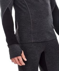 Icebreaker Mens Merino BodyfitZONE Long Sleeve Shirt Jet Heather/Black 2XL -Cheap Icebreaker Shop 103852001 7