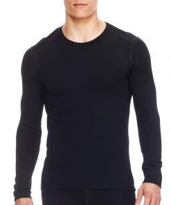 Icebreaker Mens Merino Tech Top Long Sleeve Crewe Shirt Black L