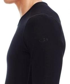Icebreaker Mens Merino Tech Top Long Sleeve Crewe Shirt Black L -Cheap Icebreaker Shop 104033001 5 1