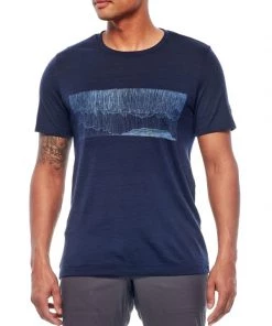 Icebreaker Mens Merino Tech Lite Crewe Shirt Hard Rain Navy L