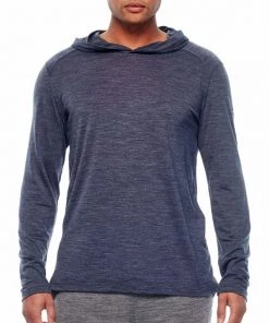 Icebreaker Mens Merino Hybrid Sphere LS Hoodie Midnight Navy Heather 2XL