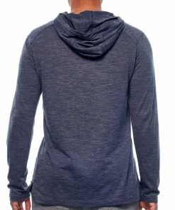 Icebreaker Mens Merino Hybrid Sphere LS Hoodie Midnight Navy Heather XL