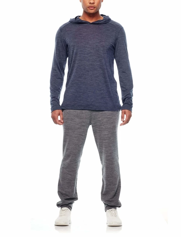 Icebreaker Mens Merino Hybrid Sphere LS Hoodie Midnight Navy Heather XL 4 Icebreaker Mens Merino Hybrid Sphere LS Hoodie Midnight Navy Heather XL - Image 2