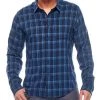 Icebreaker Mens Merino Hybrid Compass Flannel Longsleeve Shirt Plaid Blue 2XL -Cheap Icebreaker Shop 104141401 2