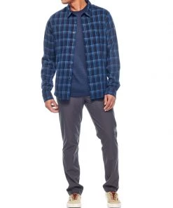 Icebreaker Mens Merino Hybrid Compass Flannel Longsleeve Shirt Plaid Blue L -Cheap Icebreaker Shop 104141401 4