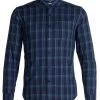 Icebreaker Mens Merino Hybrid Compass Flannel LS Shirt Dark Night Heather/Granite Blue/Plaid 2XL -Cheap Icebreaker Shop 104141402 1 1