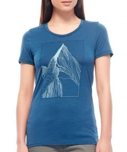 Icebreaker Merino Tech Lite Womens T-Shirt At My Peak Blue L