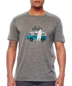 Icebreaker Mens Merino Hybrid Sphere Short Sleeve Crewe Shirt Grey XL