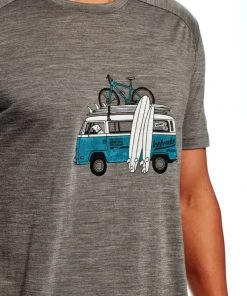 Icebreaker Mens Merino Hybrid Sphere Short Sleeve Crewe Shirt Grey 2XL -Cheap Icebreaker Shop 104175001 5 1