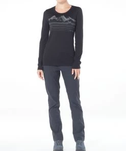 Icebreaker Womens Merino Tech Lite Long Sleeve Low Crewe Shirt Approach Black S -Cheap Icebreaker Shop 104300001 4 1