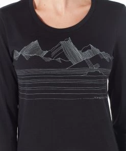 Icebreaker Womens Merino Tech Lite Long Sleeve Low Crewe Shirt Approach Black S -Cheap Icebreaker Shop 104300001 5 1