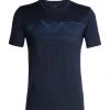 Icebreaker Mens Merino Tech Lite Short Sleeve Crewe Pyrenees Dark Night Heather S