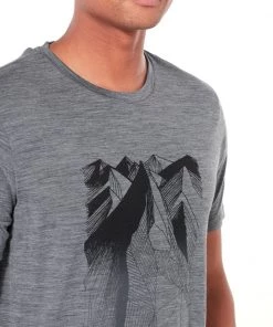 Icebreaker Mens Merino Tech Lite Crewe Shirt Geometry Of Geology Gritstone Heather XL -Cheap Icebreaker Shop 104311001 5