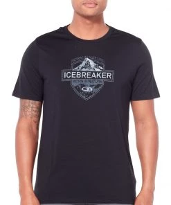 Icebreaker Mens Merino Tech Lite Crewe Shirt Alpine Crest Black 2XL