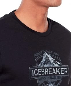 Icebreaker Mens Merino Tech Lite Crewe Shirt Alpine Crest Black L -Cheap Icebreaker Shop 104312001 5 1