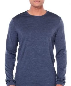 Icebreaker Mens Merino Tech 200 Long Sleeve Crewe Shirt Fathom Heather M