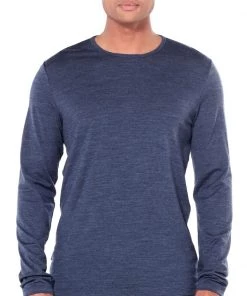 Icebreaker Mens Merino Tech 200 LS Crewe Fathom Heather S