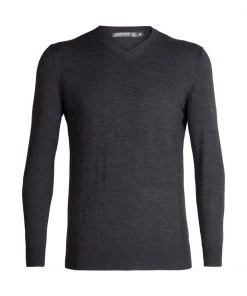 Icebreaker Mens Merino Shearer V Neck Sweater Char Heather 2XL