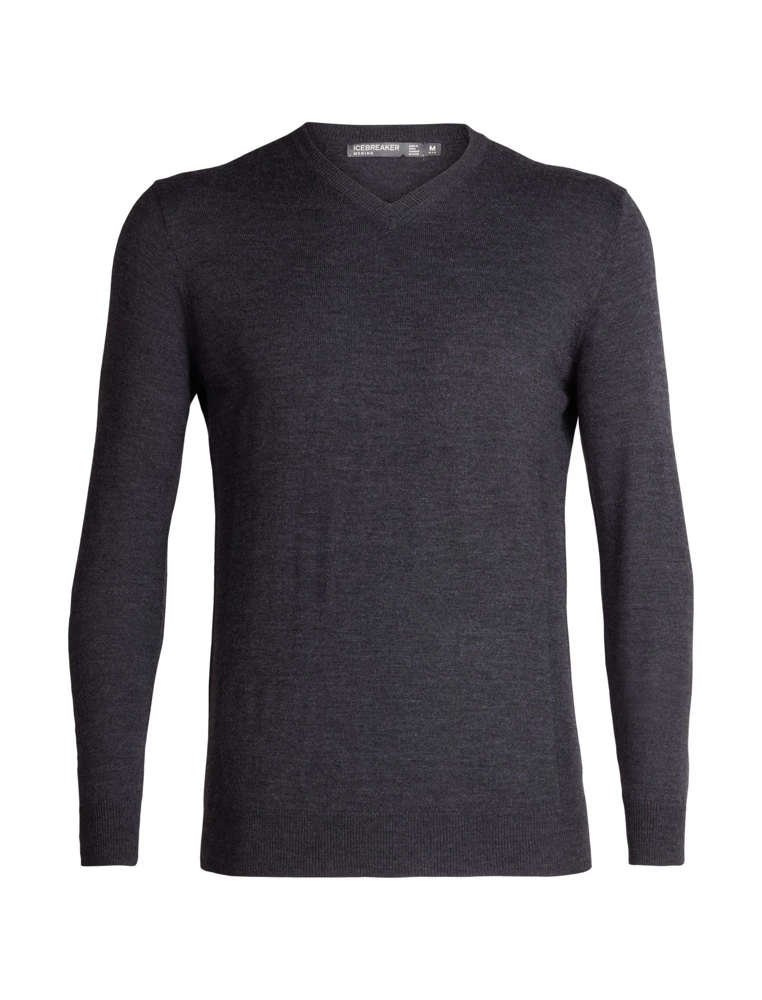 Icebreaker Mens Merino Shearer V Neck Sweater Char Heather L 3 Icebreaker Mens Merino Shearer V Neck Sweater Char Heather L