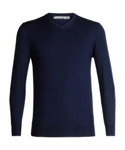 Icebreaker Mens Merino Shearer V Neck Sweater Midnight Navy 2XL