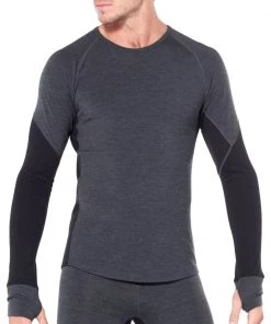 Icebreaker Merino BodyfitZone 260 Zone Mens Long Sleeve Shirt Heather/Black
