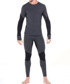 Icebreaker Merino BodyfitZone 260 Zone Mens Long Sleeve Shirt Heather/Black -Cheap Icebreaker Shop 104360a01 4