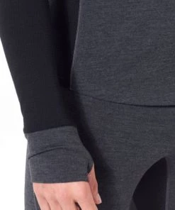 Icebreaker Merino BodyfitZone 260 Zone Mens Long Sleeve Shirt Heather/Black -Cheap Icebreaker Shop 104360a01 6