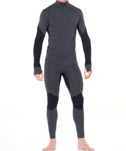 Icebreaker Merino BodyfitZone 260 Zone Mens Thermal Long Sleeve Shirt Jet Heather/Black -Cheap Icebreaker Shop 104361a01 4
