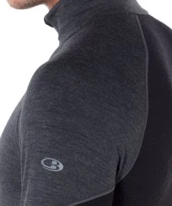 Icebreaker Merino BodyfitZone 260 Zone Mens Thermal Long Sleeve Shirt Jet Heather/Black -Cheap Icebreaker Shop 104361a01 6