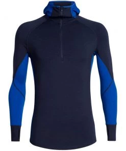 Icebreaker Merino BodyfitZone 260 Zone Mens Half Zip Hoodie Navy/Surf XL
