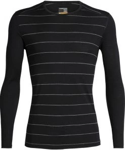 Icebreaker Merino 200 Oasis Mens Long Sleeve Shirt Black Stripe XL