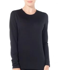 Icebreaker Womens Merino 200 Oasis LS Crewe Shirt Black