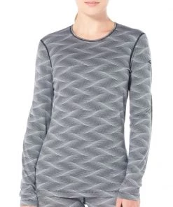 Icebreaker Womens Merino 200 Oasis LS Crewe Shirt Curve Black/Snow S