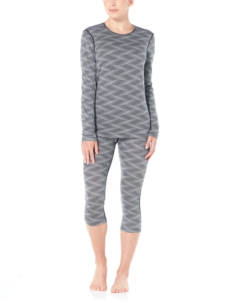 Icebreaker Womens Merino 200 Oasis LS Crewe Shirt Curve Black/Snow M 5 Icebreaker Womens Merino 200 Oasis LS Crewe Shirt Curve Black/Snow M - Image 3