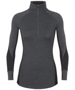 Icebreaker Merino BodyfitZone 260 Zone Womens Half Zip Shirt Heather/Black