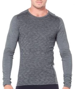 Icebreaker Mens Merino 200 Oasis Deluxe Raglan LS Crewe Shirt Fall Line Gritstone Heather L