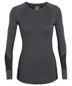 Icebreaker Merino BodyfitZone 260 Zone Womens Long Sleeve Shirt Heather/Black