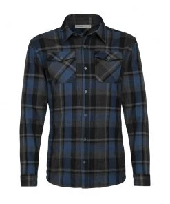 Icebreaker Merino Lodge Flannel Mens Long Sleeve Shirt Black M