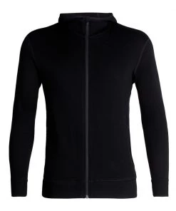 Icebreaker Mens Merino Elemental LS Zip Hoodie Black M