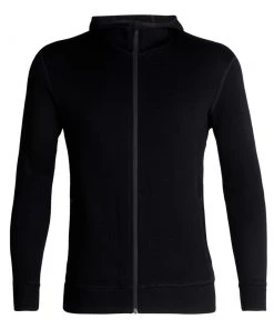 Icebreaker Mens Merino Elemental LS Zip Hoodie Black L