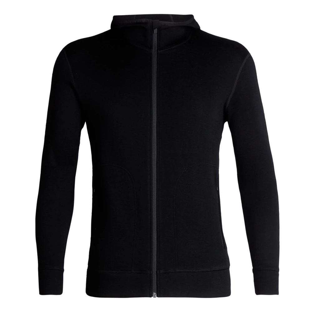 Icebreaker Mens Merino Elemental LS Zip Hoodie Black L 3 Icebreaker Mens Merino Elemental LS Zip Hoodie Black L