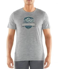 Icebreaker Merino Tech Lite Short Sleeve Crewe Cook Crest Mens T-Shirt Metro Heather L
