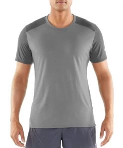 Icebreaker Merino Hybrid Amplify Short Sleeve Crewe Mens T-Shirt Timberwolf/Monsoon 2XL