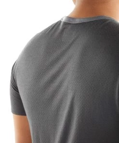 Icebreaker Merino Hybrid Amplify Short Sleeve Crewe Mens T-Shirt Timberwolf/Monsoon 2XL -Cheap Icebreaker Shop 104581001 5