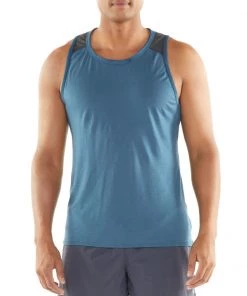 Icebreaker Merino Hybrid Amplify Mens Tank Top Thunder/Panther Heather 2XL