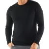 Icebreaker Merino Hybrid Quailburn Crewe Mens Sweater Black L -Cheap Icebreaker Shop 104700001 2