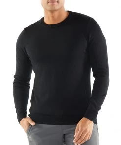 Icebreaker Merino Hybrid Quailburn Crewe Mens Sweater Black M